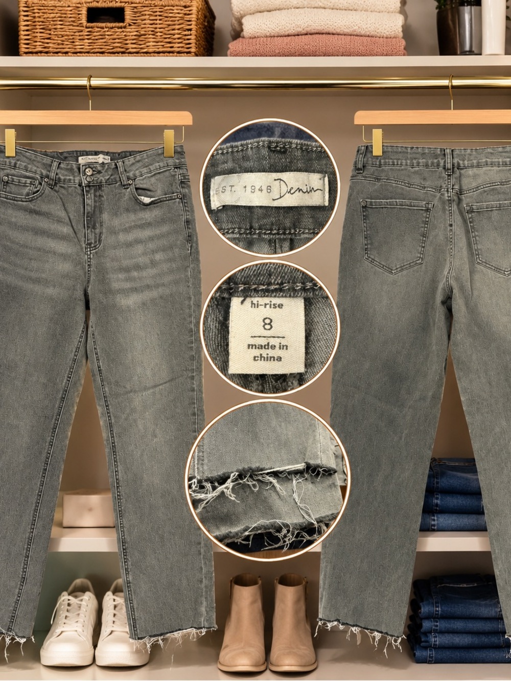 American Eagle Outfitters Gray High-Rise Jeans